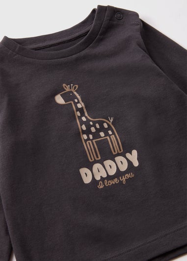 Baby Charcoal Giraffe Daddy Long Sleeve Top (Newborn-23mths)