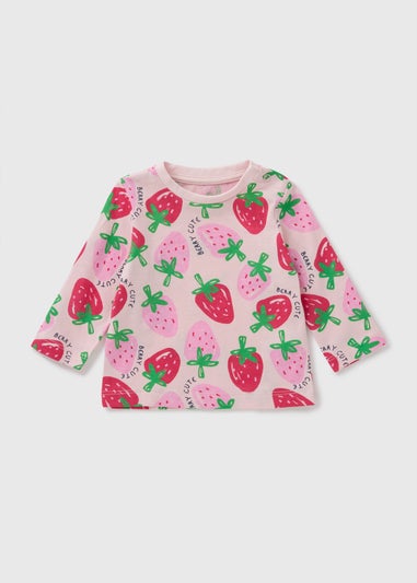 Baby Pink Strawberry Long Sleeve Top (Newborn-23mths)