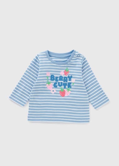 Baby Blue Stripe Strawberry Long Sleeve Top