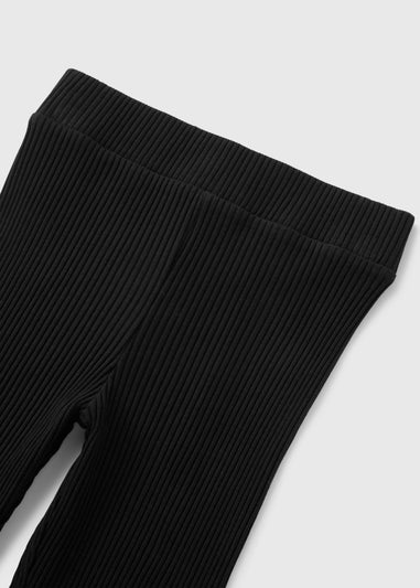 Girls Black Ribbed Leggings (7-15yrs)