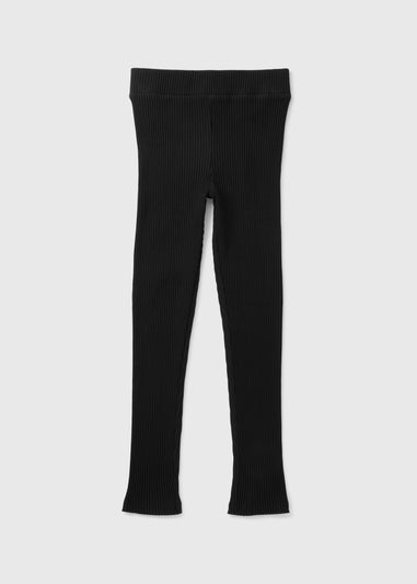 Girls Black Ribbed Leggings (7-15yrs)