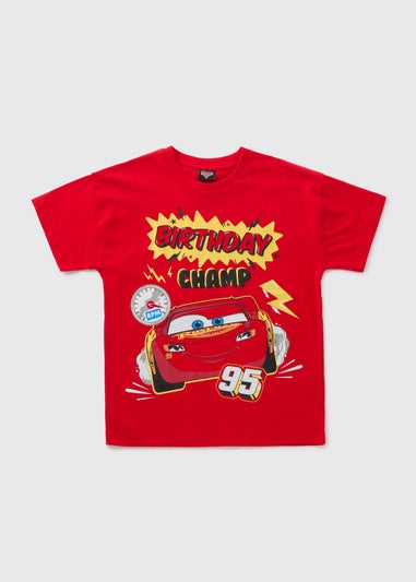 Cars Boys Red Lightning McQueen Birthday T-Shirt (1-7yrs)