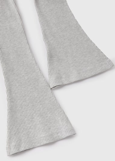 Girls Grey Ribbed Flared Leggings (7-15yrs)