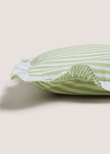 Green Stripe Frill Edge Cushion