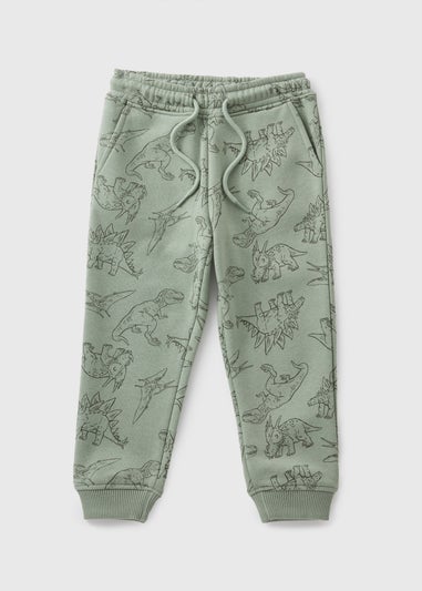 Boys Khaki Dino Print Jogging Bottoms (1-7yrs)