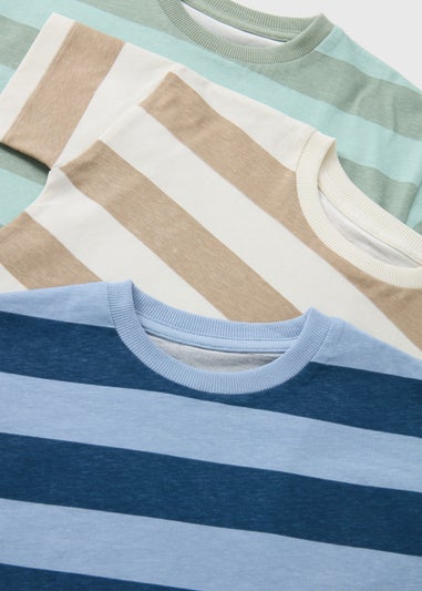 3 Pack Boys Multicolour Stripe T-Shirts (1-7yrs)