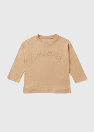 Boys Tan Cool Vibes Long Sleeve Top (1-7yrs)