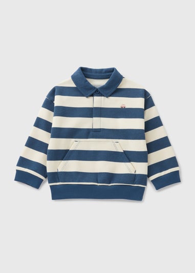 Boys Navy Stripe Rugby Sweatshirt (1-7yrs)