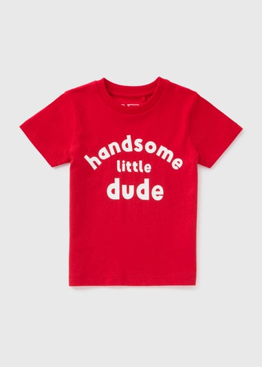 Boys Red Handsome Little Dude T-Shirt (1-7yrs)