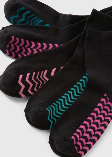 5 Pack Black Chevron Socks