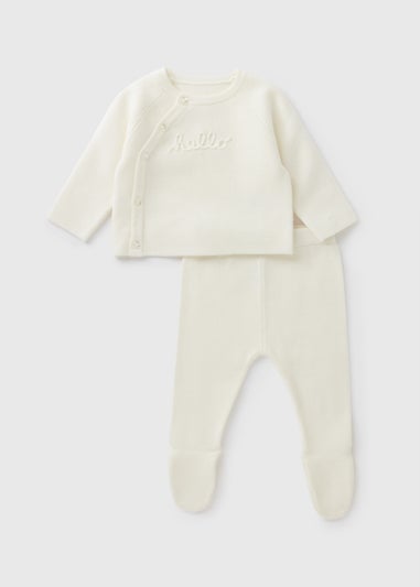 2 Piece Cream Knitted Top & Legging Set (Newborn-12mths)