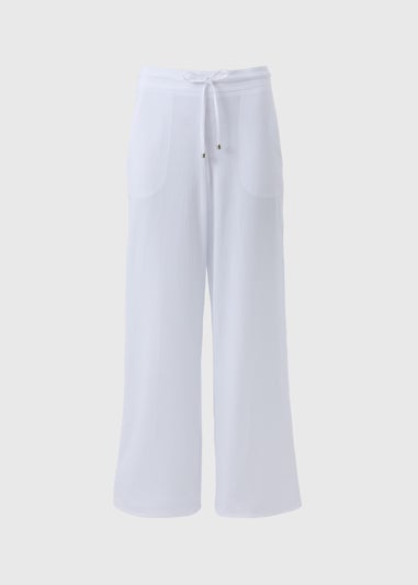 White Wide Leg Drawstring Trousers