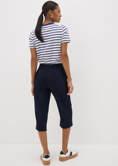 Navy Cropped Trousers