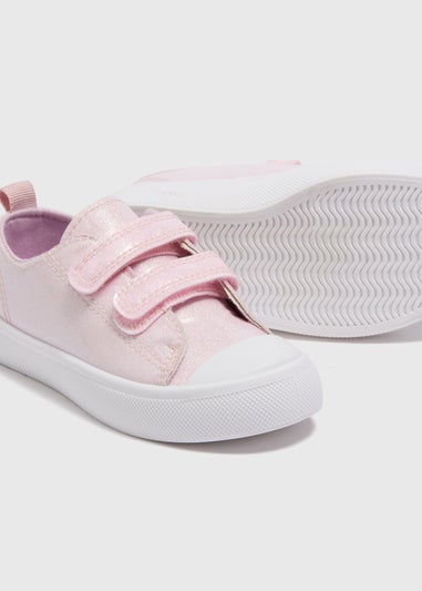 Girls Pink Glitter Strap Trainers (Younger 4-12)