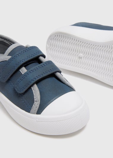 Boys Navy Double Strap Trainers (Younger 4-12)