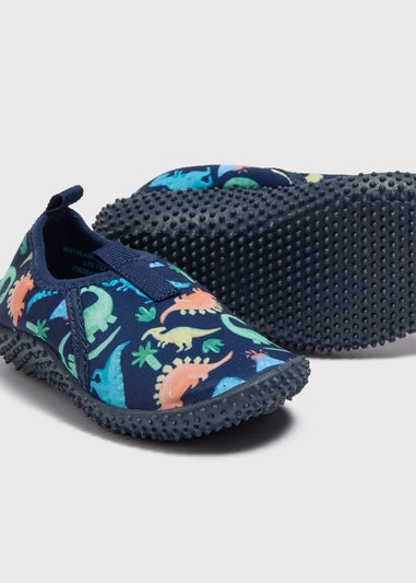 Boys Navy Dino Swim Shoes (Younger 4-12)