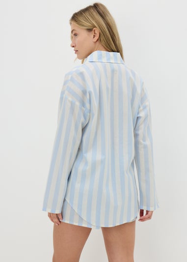 Blue Cotton Stripe Short Pyjama Set