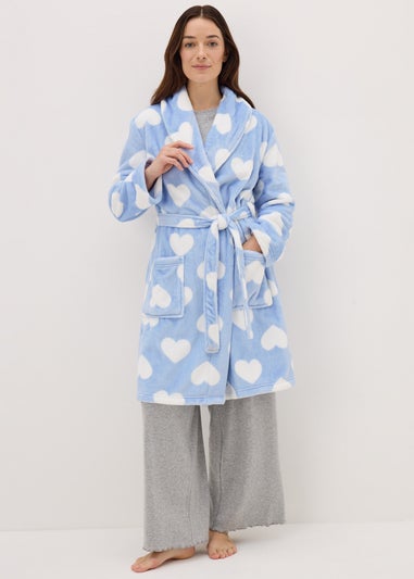 Blue Heart Fleece Dressing Gown