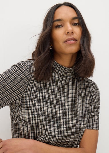 Et Vous Black Check High Neck Mini Shift Dress