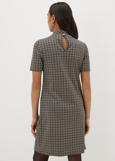 Et Vous Black Check High Neck Mini Shift Dress