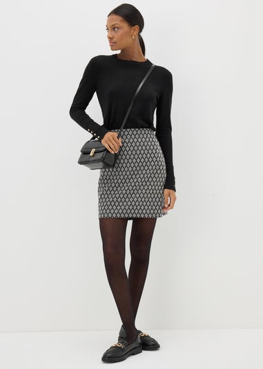 Et Vous Black Diamond Ponte Mini Skirt