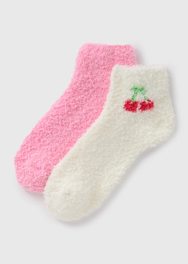 2 Pack Pink Cherry Cosy Socks