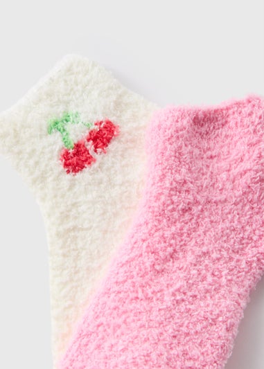 2 Pack Pink Cherry Cosy Socks