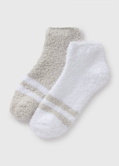 2 Pack Grey Stripe Cosy Socks