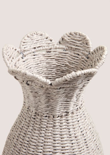 Grey Scallop Edge Woven Vase