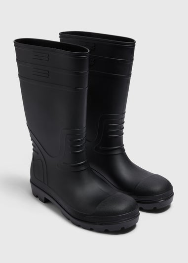 Black Long Length Wellies