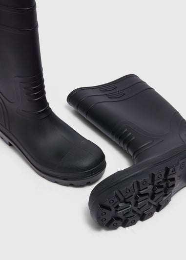 Black Long Length Wellies