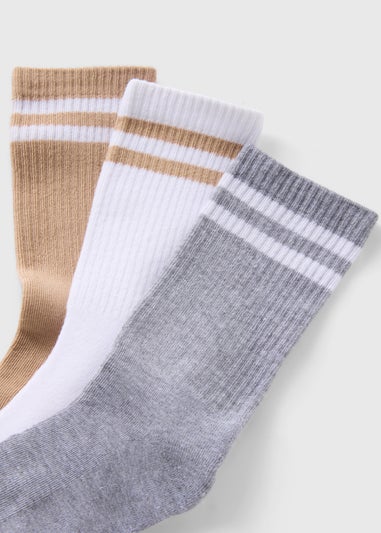 3 Pack Cream Sports Socks