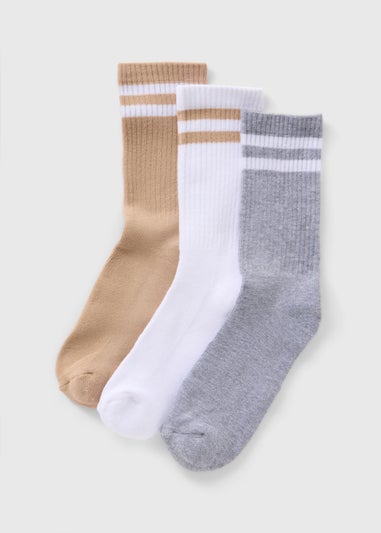 3 Pack Cream Sports Socks