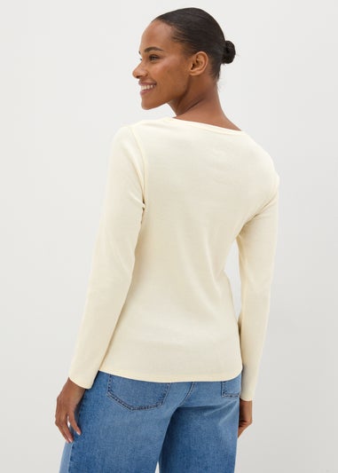 Cream Fitted Long Sleeve Top