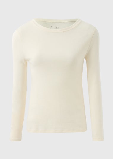 Cream Fitted Long Sleeve Top