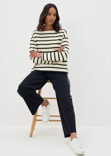 Cream Stripe Long Sleeve Top