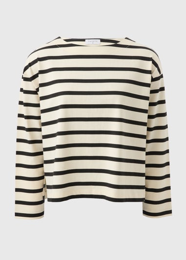 Cream Stripe Long Sleeve Top