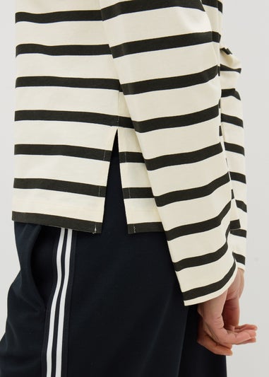 Cream Stripe Long Sleeve Top