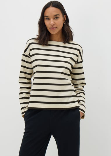 Cream Stripe Long Sleeve Top