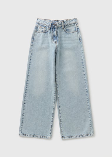 Girls Light Wash Wide Leg Jeans (7-15yrs)