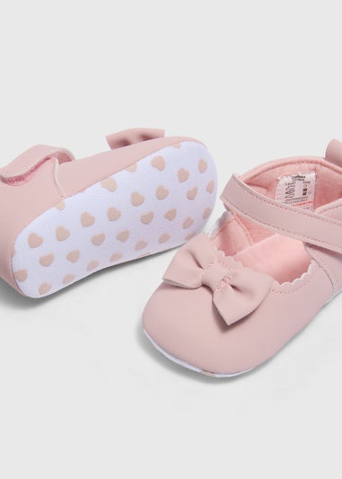 Baby Pink Bow Ballet Shoes (Newborn-18mths)