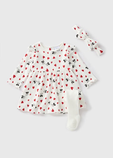 Disney Baby Cream Minnie Mouse Valentine Dress Set (Newborn-18mths)