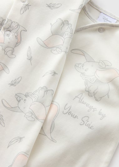 Disney 2 Pack Baby Cream Dumbo Sleepsuits (Newborn-12mths)