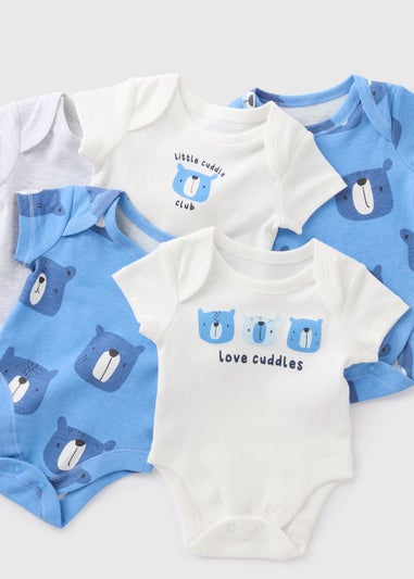 5 Pack Baby Blue Bear Bodysuits (Newborn-23mths)