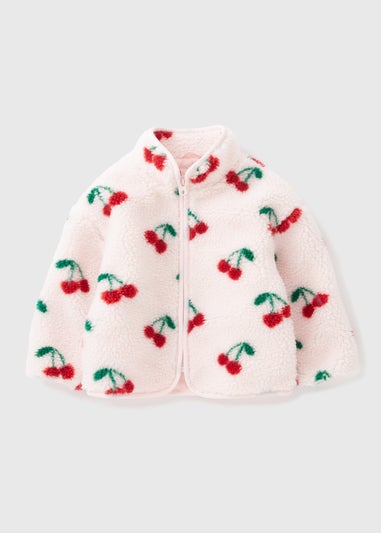 Girls Pink Cherry Borg Jacket (1-7yrs)