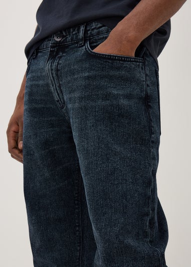 Black Blue Straight Fit Jeans