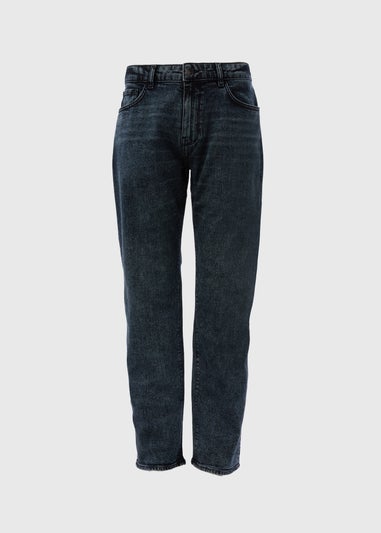 Black Blue Straight Fit Jeans