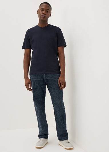 Black Blue Straight Fit Jeans