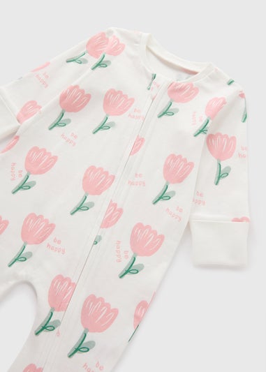 Baby Cream Tulip Zipped Sleepsuit (Newborn-18mths)