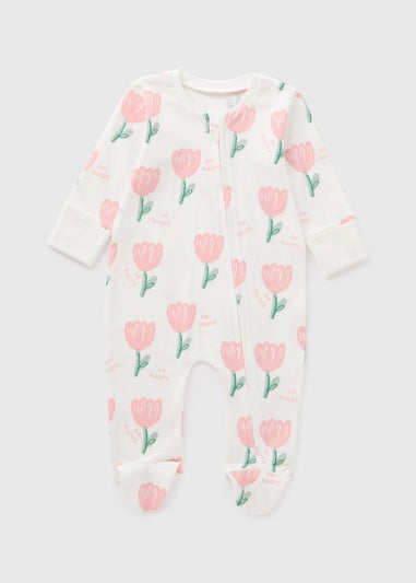 Baby Cream Tulip Zipped Sleepsuit (Newborn-18mths)